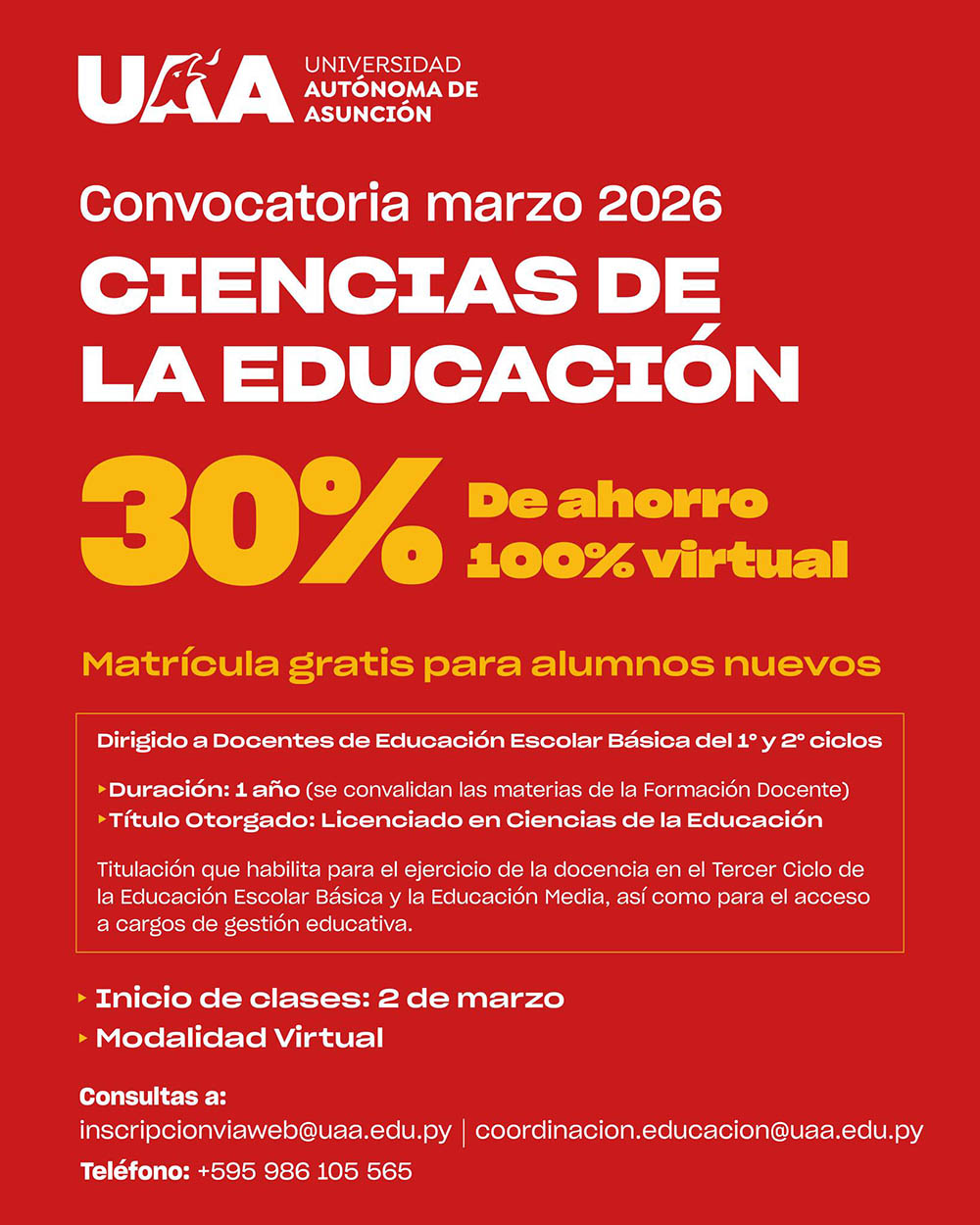 carrera educaci&oacute;n paraguay