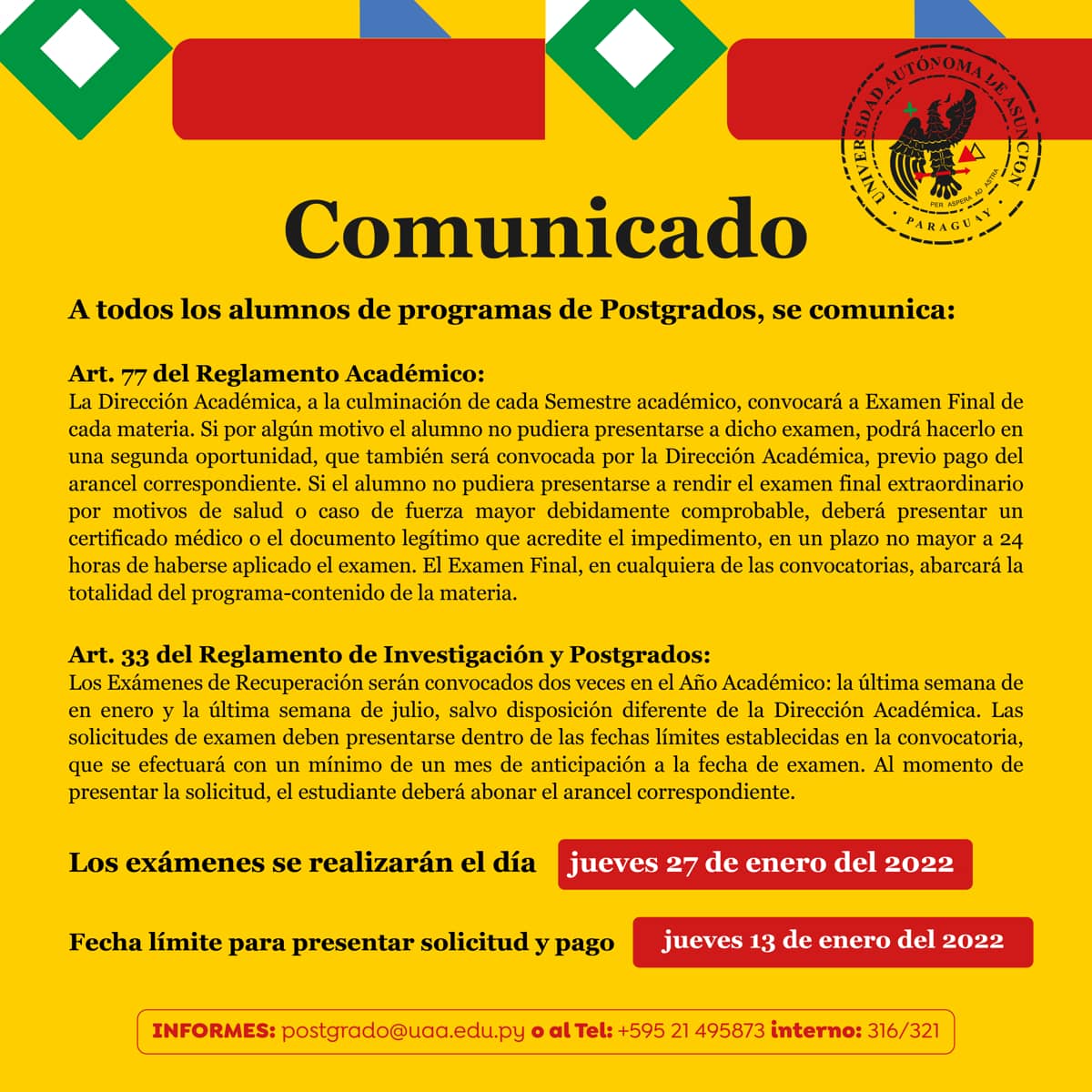 Comunicado de Postgrados