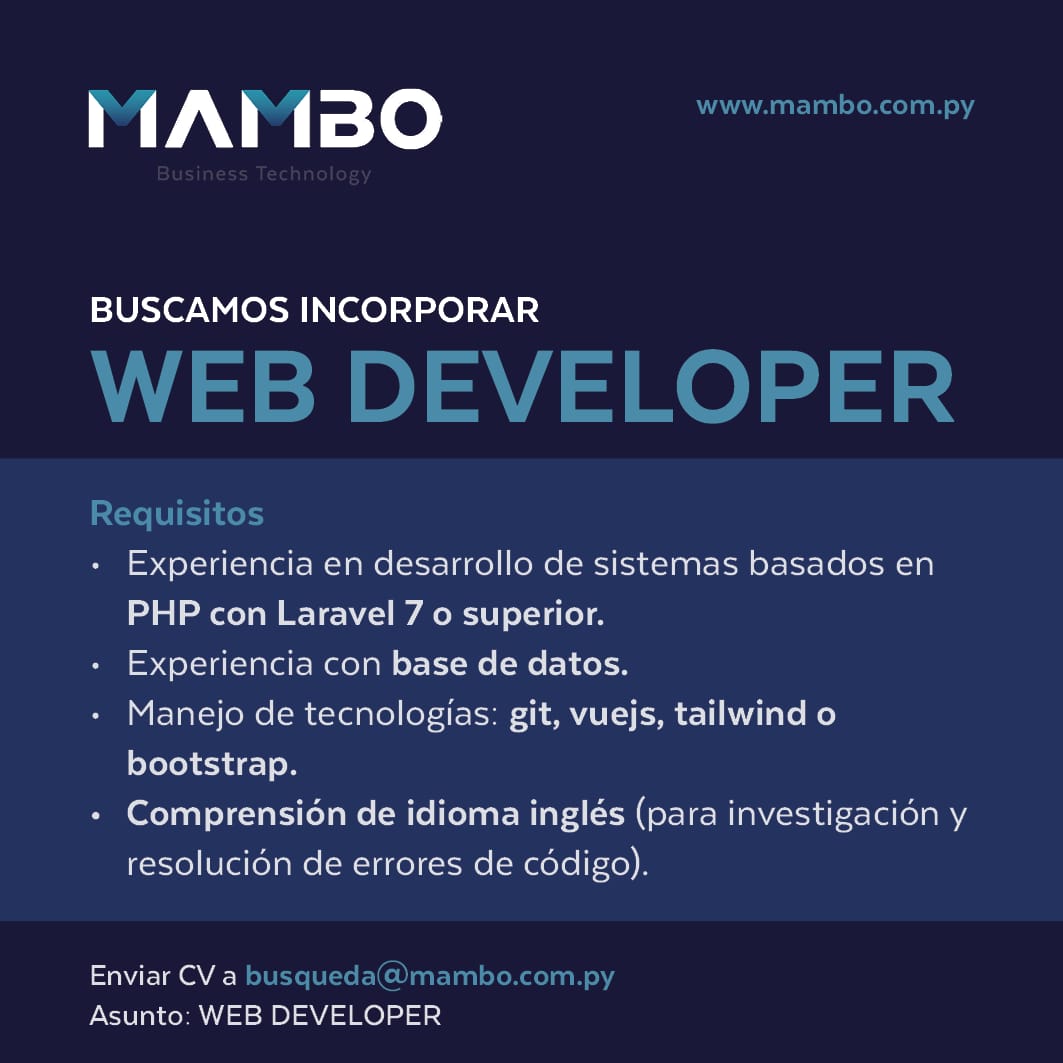 Buscamos incorporar Web Developer
